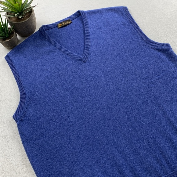 Loro Piana Cashmere Knit V Neck Pullover Sweater Vest (Light Blue) - Picture 3 of 15